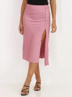 Jupe Fluide Effet Satiné Avec Fente