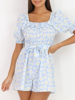 Combi-short à Fleurs Et Volants