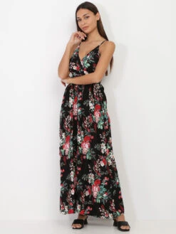 Robe Longue à Imprimé Floral -Mode Étoilée Soldes Magasin U28 1806 46 BLK 3