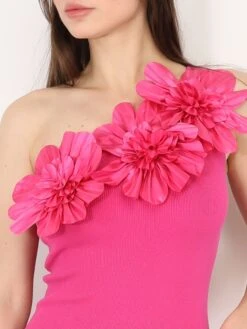 Robe Asymétrique à Fleurs 3D -Mode Étoilée Soldes Magasin V10 MCY05005 FSH 4