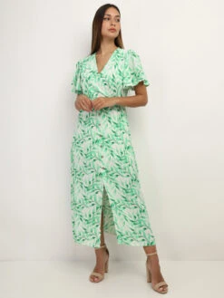 Robe Cache Cœur à Motif Feuilles