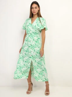 Robe Cache Cœur à Motif Feuilles -Mode Étoilée Soldes Magasin V14 P8395 A GRN 4