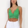 Crop Top Vert Style Bralette En Broderie Vert