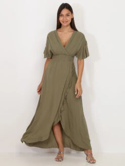 Robe Longue Portefeuille à Volants