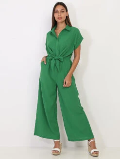 Combinaison Fluide Verte à Nouer Vert -Mode Étoilée Soldes Magasin W04 23374 GRN 3