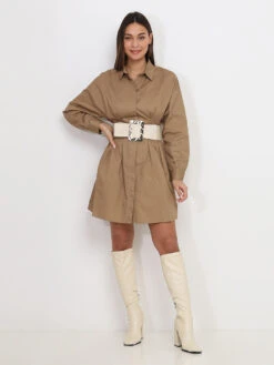 Robe Chemise Plissée Et évasée -Mode Étoilée Soldes Magasin W06 23371 TAU 3