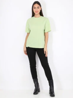 T-shirt En Coton -Mode Étoilée Soldes Magasin W06 5103 1 LTGRN 4