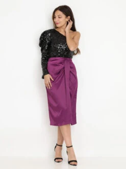 Top Asymétrique En Sequins -Mode Étoilée Soldes Magasin W09 5198 BLK 4