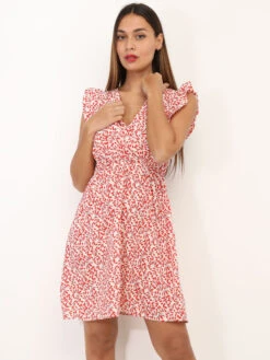Robe évasée à Motif Floral -Mode Étoilée Soldes Magasin W11 P8386 Z RED 4