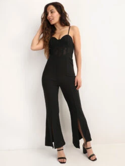 Combinaison Corset En Dentelle à Fentes -Mode Étoilée Soldes Magasin W17 22005 BLK 5