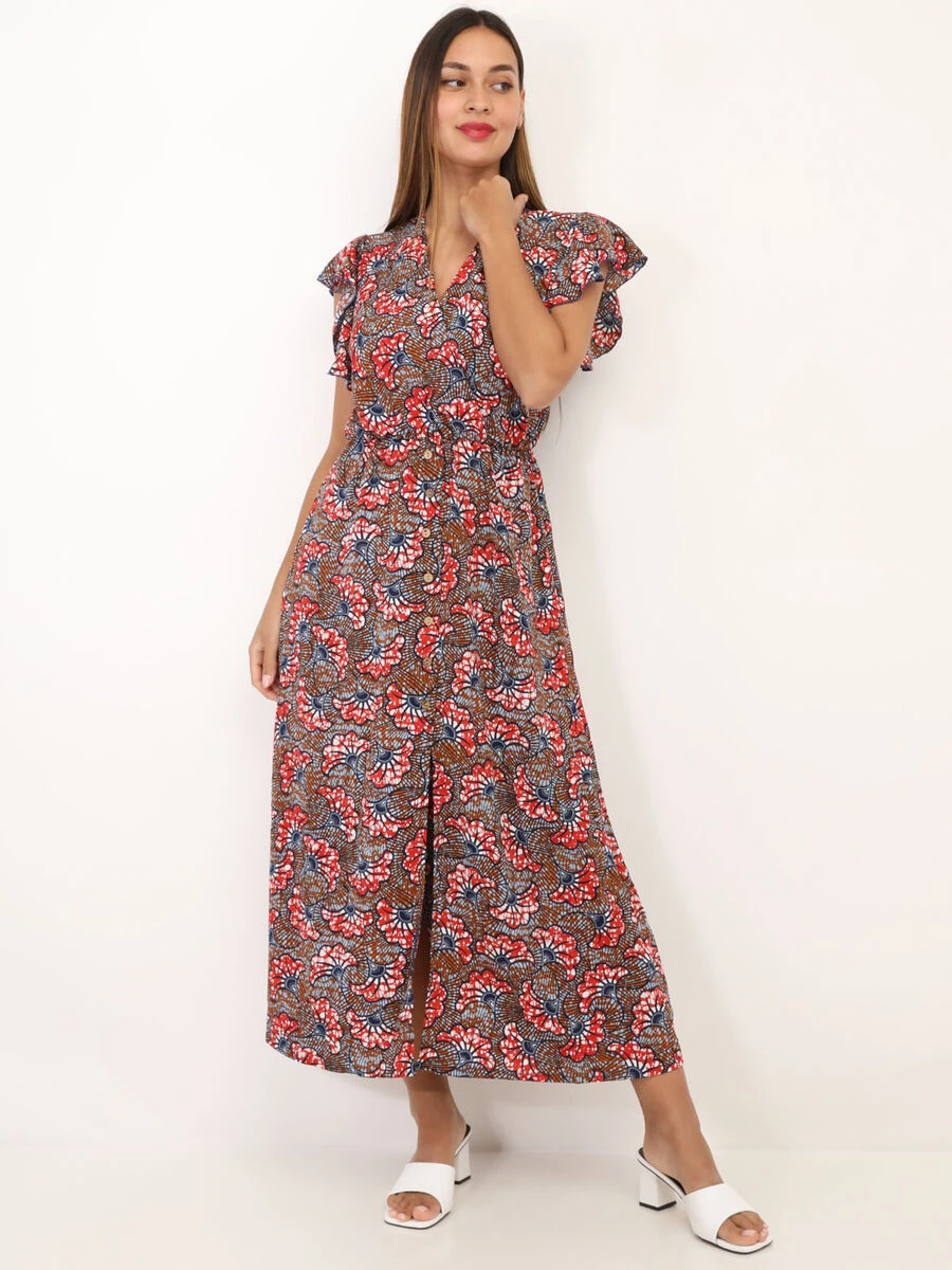 Robe Fendue à Fleurs Style Wax 3 Robe Fendue à Fleurs Style Wax – Image 3