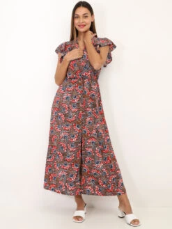 Robe Fendue à Fleurs Style Wax 7 Robe Fendue à Fleurs Style Wax -Mode Étoilée Soldes Magasin W20 P8337 U BRW 4