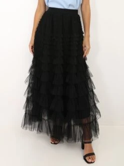 Jupe Longue En Tulle à Volants