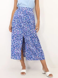 Jupe Fendue à Imprimé Tacheté -Mode Étoilée Soldes Magasin W23 P8385 M BLU 4