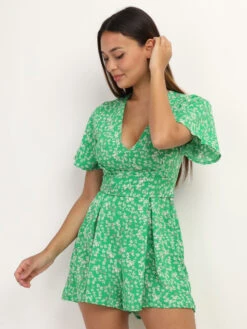 Combi-short à Imprimé Petites Fleurs