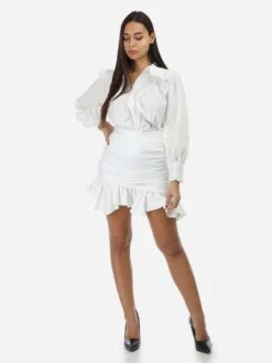 Jupe Froncée à Volants -Mode Étoilée Soldes Magasin W27 0036J WHT 3