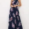 Robe Longue Asymétrique à Fleurs