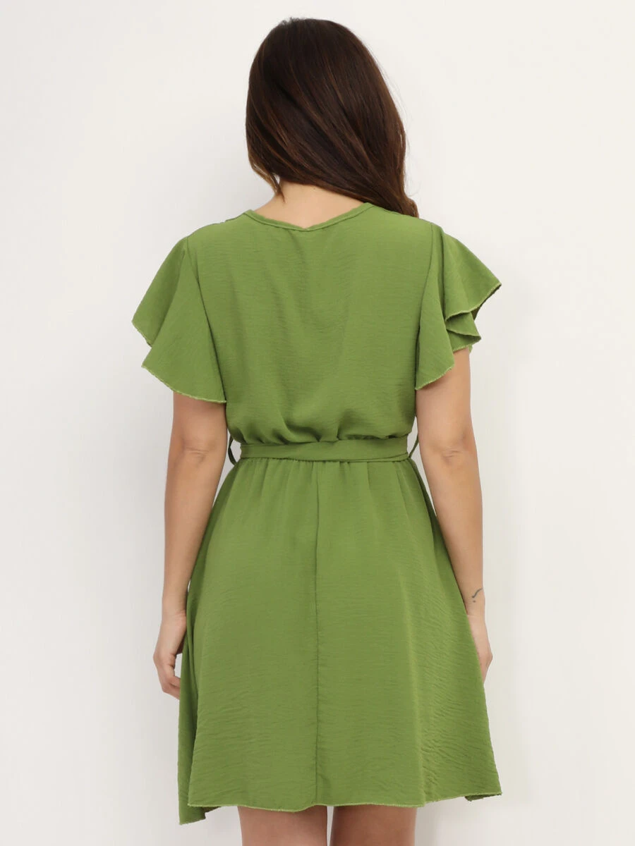 Robe Cache-cœur Ceinturée à Volants 2 Robe Cache-cœur Ceinturée à Volants – Image 2