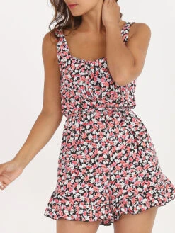 Combi-short Fleurie à Volants