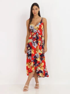 Robe Portefeuille à Fleurs Tropicales -Mode Étoilée Soldes Magasin X23 1869 1 RED 4