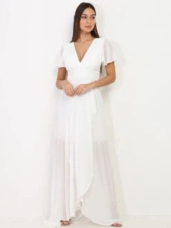 Robe Portefeuille à Manches Papillons