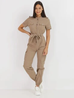 Combinaison Ceinturée à Poches -Mode Étoilée Soldes Magasin X28 5151 BGE 4