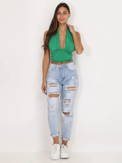 Crop-top Avec Décolleté échancrée -Mode Étoilée Soldes Magasin Y04 2593 GRN 3