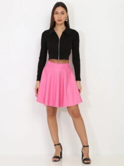 Jupe Patineuse En Simili -Mode Étoilée Soldes Magasin Y10 4979 FSH 3