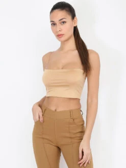 Crop Top Bandeau à Fines Bretelles