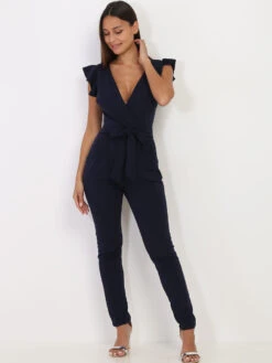 Combinaison Ceinturée à Volants -Mode Étoilée Soldes Magasin Z15 3403 NVY 3