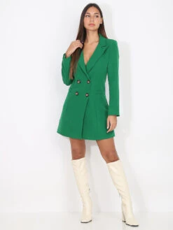 Robe Blazer Cintrée Et Boutonnée -Mode Étoilée Soldes Magasin Z20 L32580 GRN 3