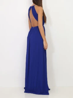 Robe Longue Drapée à Bretelles -Mode Étoilée Soldes Magasin Z26 HM2295 BLU 3