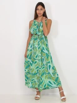 Combinaison Cut Out Verte à Motif Style Cachemire Vert