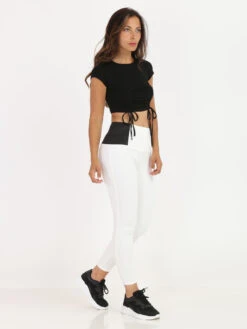 Crop Top Froncé Style Corset -Mode Étoilée Soldes Magasin Z30 3425 BLK 4